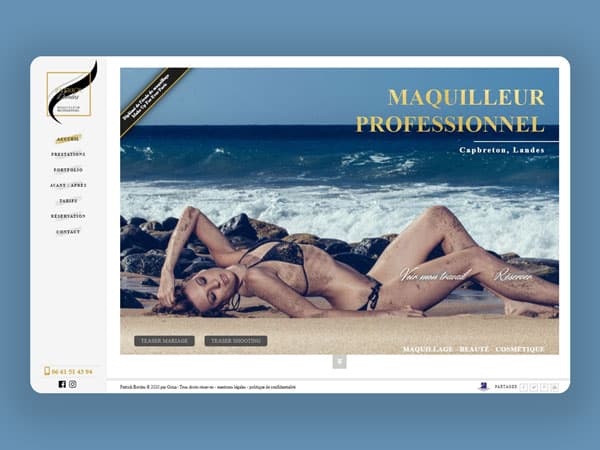 Capture du projet Patrick Bordes | Maquilleur professionnel. Site portfolio mettant en avant ses réalisations artistiques.