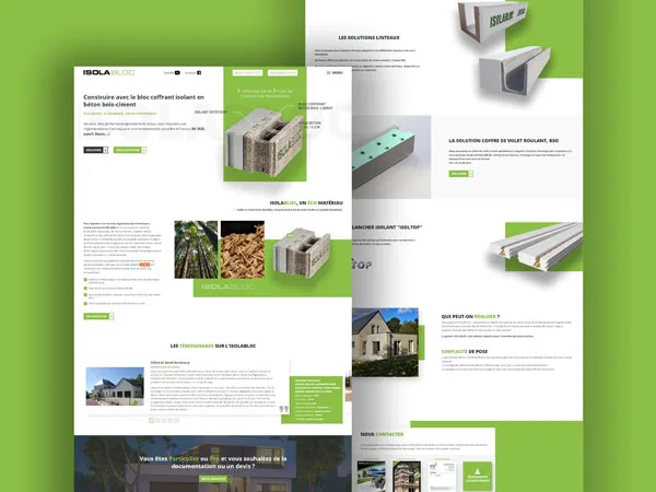 Capture du projet Isolabloc | Fabricant de blocs coffrants isolants. Site produit avec fiches techniques et documentation.