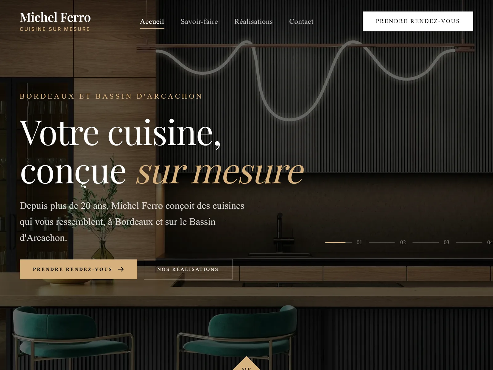 Capture du projet Michel Ferro | Cuisiniste haut de gamme. Site vitrine avec galerie de réalisations.